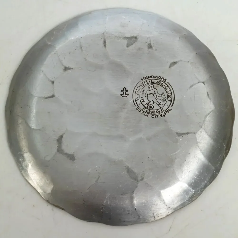 Wendell August Forge Aluminum Trinket Dish Frog Lily Pond Metal Plate 4.5